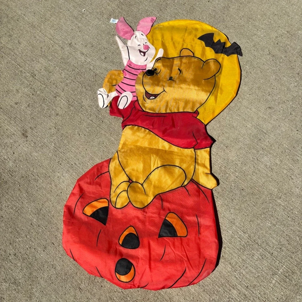 Vintage 1998 Disney Winnie the Pooh Piglet Halloween Pumpkin Windsock 42 Inch